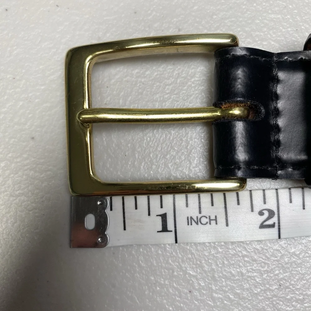 Torino Dress Belt Mens Size 40 European Tanned Cowhide Black Brass Buckle USA